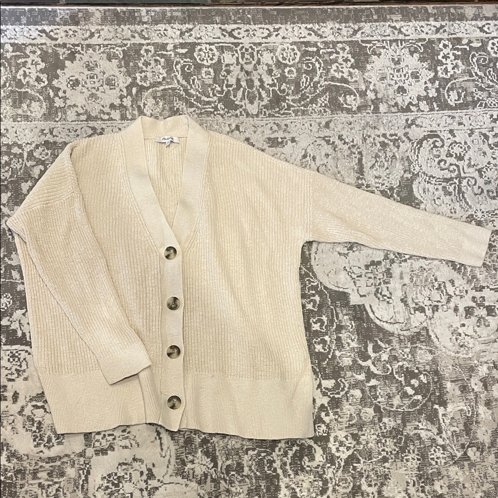 Madewell Cream Button-Up Cardigan Sweater